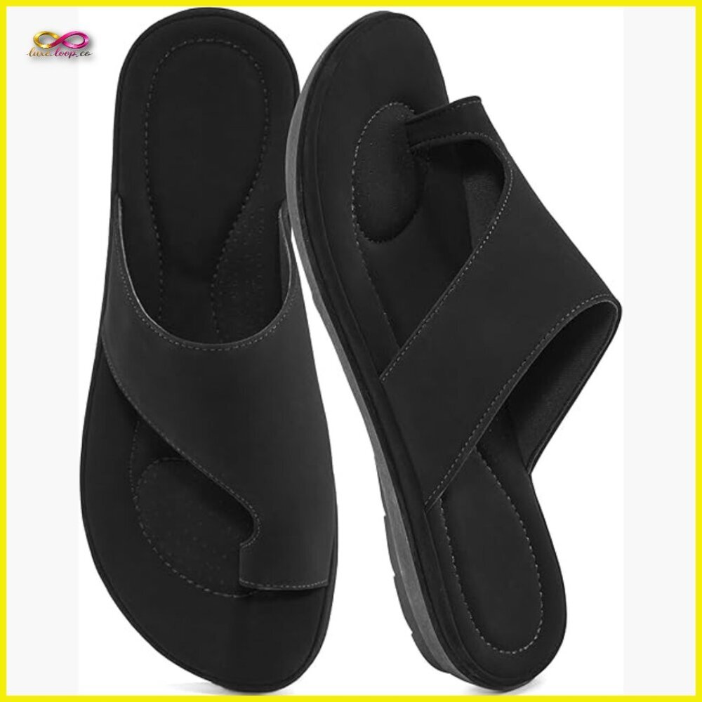 Orthopedic Flat Sandals Slides Comfortable Walking Dressy Casual Summer Shoes